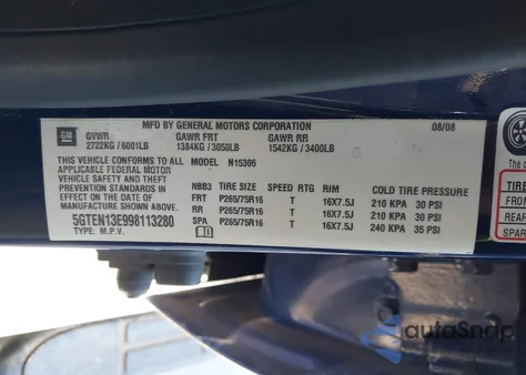 2009 Hummer H3 Suv z USA, uszkodzony, nr VIN 5GTEN13E998113280